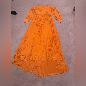 New 2xl Orange long stretchy Flowy Maternity photo gown dress